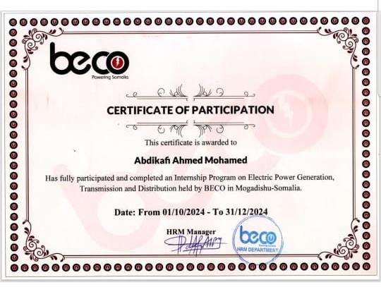 Power generation, transmission and distribution internship