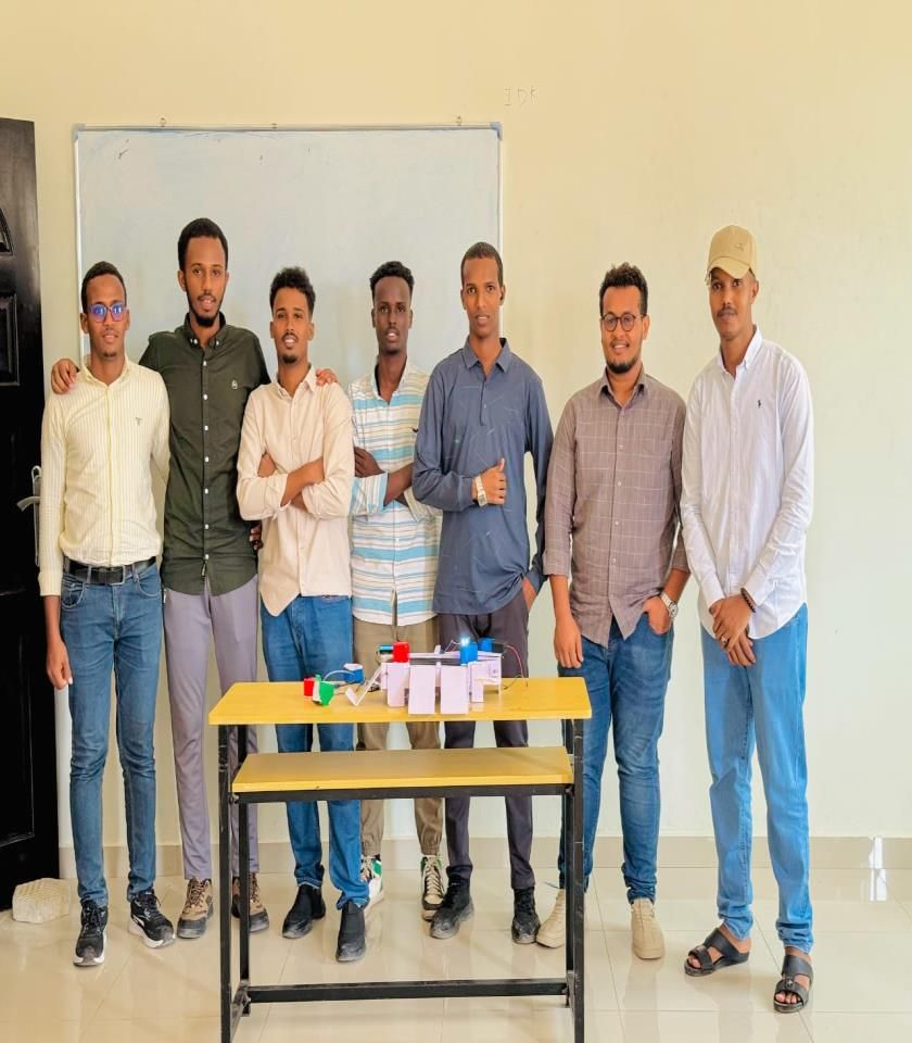 Conveyor belt prototype with the project team