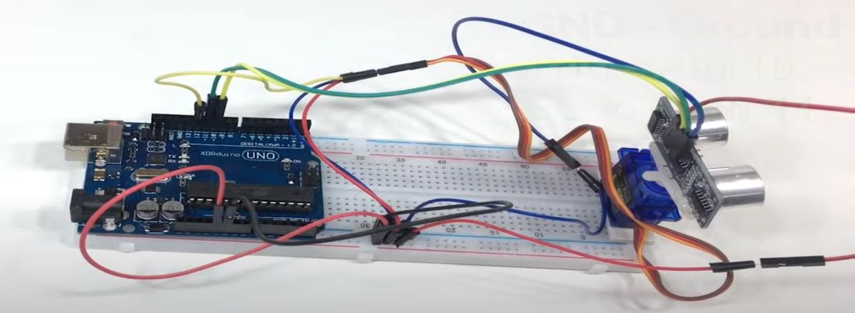Arduino radar scanner on a breadboard